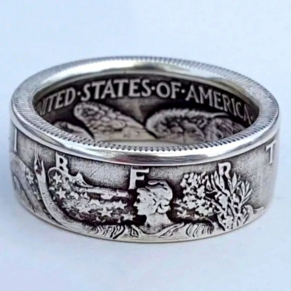 Silver Coin Morgan Ring United Statement Ring